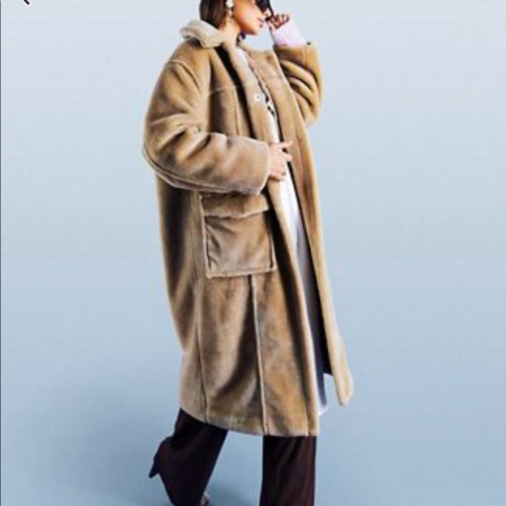 Longline faux fur shacket
